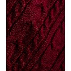 Pine Kids Knit Full Sleeves Collared Woollen Dress with Cable Knit Design - Dark Red