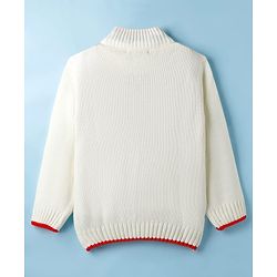 Pine Kids Knitted Full Sleeves Pullover Sweater With Cable Knit Design - White