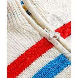 Pine Kids Knitted Full Sleeves Pullover Sweater With Cable Knit Design - White