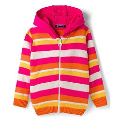 Pine Kids Knit Full Sleeves Hooded Front Open Sweater with Vest & Stripes - Multicolor