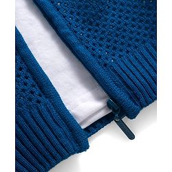 Pine Kids Knit Full Sleeves Front Open Sweater With Inner Tee & Number Print - Blue