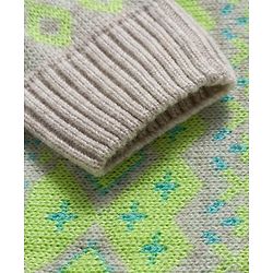 Pine Kids Knit Full Sleeves Front Open Hooded Sweatshirt with Aztec Design - Beige