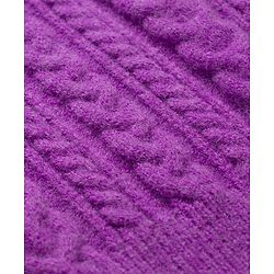 Pine Kids Knit Full Sleeves Pullover Sweater with Cable Knit Design - Purple