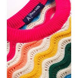 Pine Kids Knitted Full Sleeves Striped Pullover Sweater - Multicolor