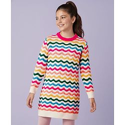 Pine Kids Knitted Full Sleeves Striped Pullover Sweater - Multicolor