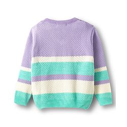 Pine Kids Knitted Full Sleeves Striped Pullover Sweater - Purple