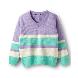 Pine Kids Knitted Full Sleeves Striped Pullover Sweater - Purple