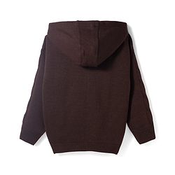 Pine Kids Knit Full Sleeves Hooded Sweater Set With Cable Knit Design - Brown