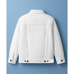 Pine Kids Cotton Woven Full Sleeves Solid Color Denim Jacket - White