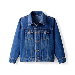 Pine Kids Cotton Woven Full Sleeves Solid Color Denim Jacket - White