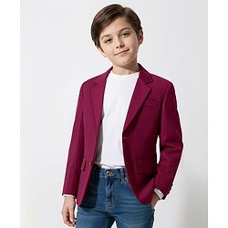 Pine Kids Knit Full Sleeves Solid Blazer - Wine
