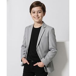 Pine Kids Full Sleeves Solid Color Party Blazer -Grey
