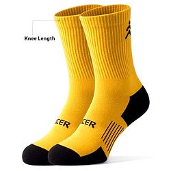Pine Active Cotton Lycra Knit Terry Breathable Knee Length Football Socks - Yellow