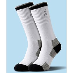 Pine Active Cotton Lycra Knit Terry Breathable Knee Length Football Socks -White