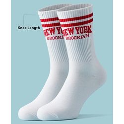 Pine Active Cotton Lycra Knit Terry Breathable Knee Length Football Socks - White