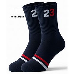 Pine Active Cotton Lycra Knit Terry Breathable Knee Length Football Socks - Navy Blue