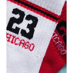 Pine Active Cotton Lycra Knit Terry Breathable Calf Length Athletic Socks with Text Design Pack of 2 - Red & White