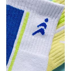 Pine Active Cotton Lycra Knit Terry Breathable Calf Length Athletic Socks Pack of 2 - White & Yellow