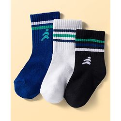 Pine Active Cotton Lycra Knit Terry Breathable Calf Length Athletic Socks Pack of 3 - Multicolor
