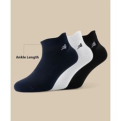 Pine Active Cotton Lycra Knit Terry Breathable Ankle Length Athletic Socks Pack of 3 - Multicolor