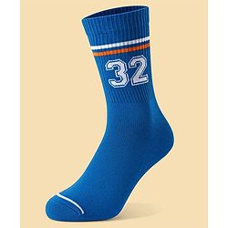 Pine Active Cotton Lycra Knit Terry Breathable Calf Length Athletic Socks with Number Design Pack of 3 - Orange White & Blue