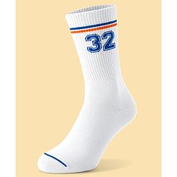 Pine Active Cotton Lycra Knit Terry Breathable Calf Length Athletic Socks with Number Design Pack of 3 - Orange White & Blue