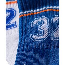 Pine Active Cotton Lycra Knit Terry Breathable Calf Length Athletic Socks with Number Design Pack of 3 - Orange White & Blue
