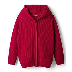 Pine Kids Knit Full Sleeves Solid Color Hooded Front Open Sweater - Black