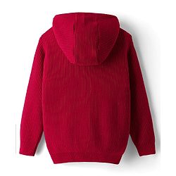 Pine Kids Knit Full Sleeves Solid Color Hooded Front Open Sweater - Black