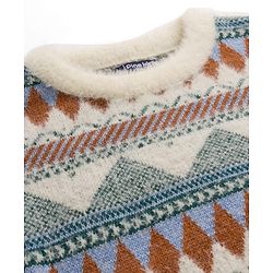Pine Kids Knit Full Sleeves Pullover Sweater With Ethnic Print - White