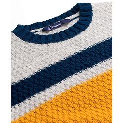 Pine Kids Knit Full Sleeves  Pullover Sweater with Stripes Design - White