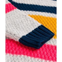 Pine Kids Knit Full Sleeves  Pullover Sweater with Stripes Design - White