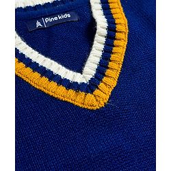 Pine Kids Knit Full Sleeves Solid Color Pullover Sweater - Navy Blue