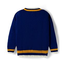 Pine Kids Knit Full Sleeves Solid Color Pullover Sweater - Navy Blue