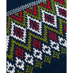 Pine Kids Knit Full Sleeves  Pullover Sweater with Zig Zag Design - Navy Blue