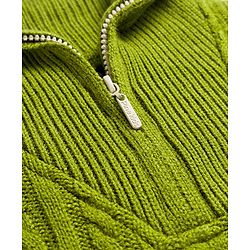 Pine Kids Knit Full Sleeves Pullover Sweater with Cable Knit Design - Green