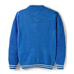 Pine Kids Knit Full Sleeves Pullover Sweater with Cable Knit Design -Blue