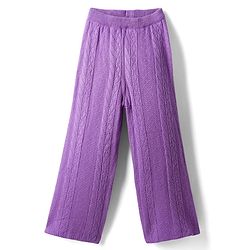 Pine Kids Knit Full Raglan Sleeves Sweater Set with Cable Knit Design - Purple