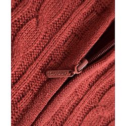 Pine Kids Knit Full Sleeves Front Open Hooded Sweater with Cable Knit Design & Kangaroo Pocket - Rust Orange