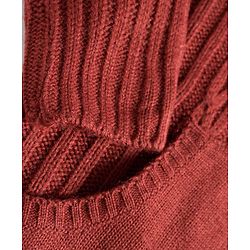 Pine Kids Knit Full Sleeves Front Open Hooded Sweater with Cable Knit Design & Kangaroo Pocket - Rust Orange