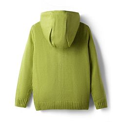 Pine Kids Knit Full Sleeves Front Open Hooded Sweater with Cable Knit Design - Light Green