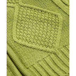 Pine Kids Knit Full Sleeves Front Open Hooded Sweater with Cable Knit Design - Light Green