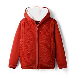Pine Kids Knit Full Sleeves Front Open Hooded Sweater with Cable Knit Design - Light Green