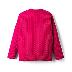 Pine Kids Knit Full Sleeves Pullover Sweater with Cable Knit Design - Dark Pink