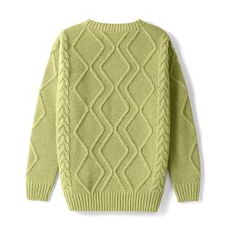 Pine Kids Knitted Full Sleeves Sweater Set With Cable Knit Design - Green