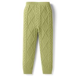 Pine Kids Knitted Full Sleeves Sweater Set With Cable Knit Design - Green