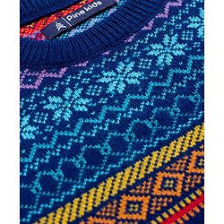 Pine Kids Knit Full Sleeves Pullover Sweater with Fair Isle Design - Blue
