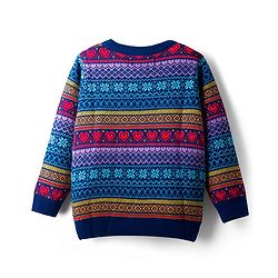 Pine Kids Knit Full Sleeves Pullover Sweater with Fair Isle Design - Blue