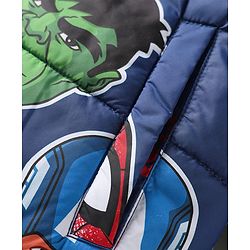 Pine Kids Marvel Woven Full Sleeves Winter Jacket With Avengers Print & Detachable Hood - Navy Blue