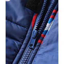 Pine Kids Marvel Woven Full Sleeves Winter Jacket With Avengers Print & Detachable Hood - Navy Blue